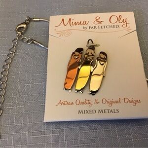NWT Mima & Oly by Far Fetched Mixed Metal Best Friends Sisters Pendant & Chain
